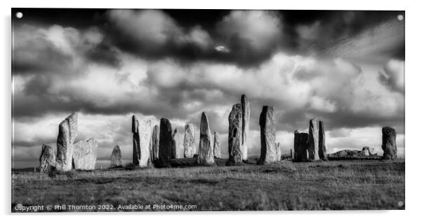 The Callanish Standing Stones Isle of Lewis B&W Acrylic by Phill Thornton