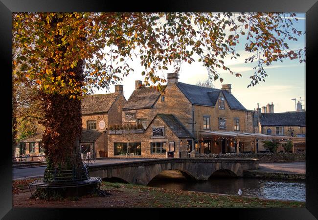 Bourton on the Water Autumn Trees Cotswolds Framed Print by Andy Evans Photos