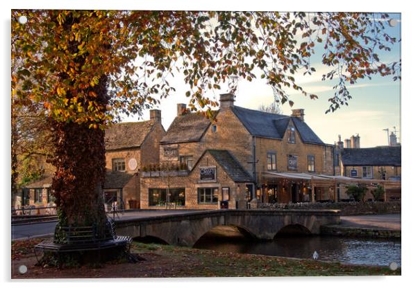 Bourton on the Water Autumn Trees Cotswolds Acrylic by Andy Evans Photos