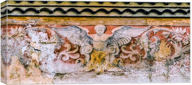 Angel Fresco Cathedral Church Nimes Gard France Canvas Print by William Perry