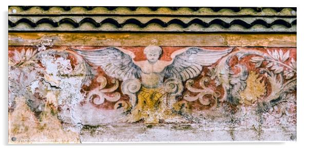 Angel Fresco Cathedral Church Nimes Gard France Acrylic by William Perry