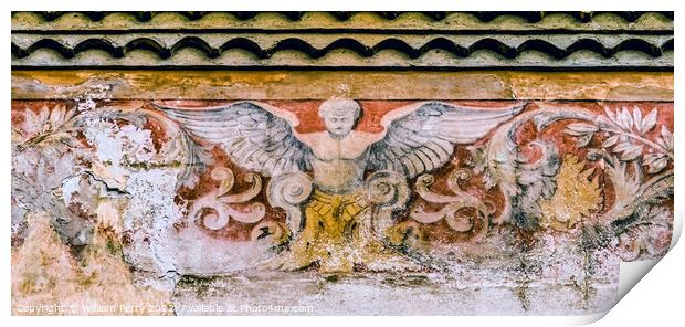 Angel Fresco Cathedral Church Nimes Gard France Print by William Perry