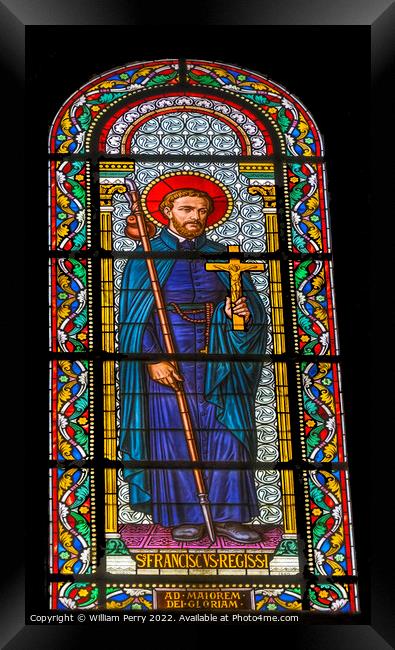 Saint Francis Assisi Stained Glass Nimes Cathedral Gard France Framed Print by William Perry
