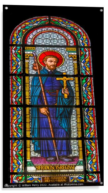 Saint Francis Assisi Stained Glass Nimes Cathedral Gard France Acrylic by William Perry
