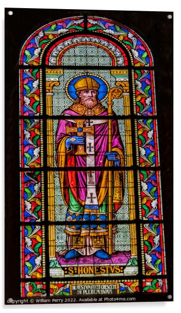 Saint Honestus Stained Glass Nimes Cathedral Gard France Acrylic by William Perry