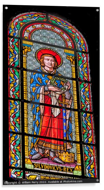 Saint King Louis Stained Glass Nimes Cathedral Gard France Acrylic by William Perry