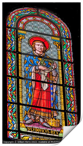 Saint King Louis Stained Glass Nimes Cathedral Gard France Print by William Perry