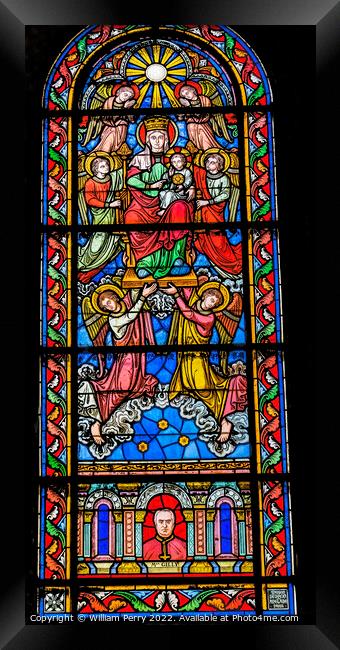 Virgin Mary Angels Stained Glass Nimes Cathedral Gard France Framed Print by William Perry
