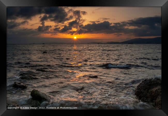 Sun Sets over the Bay of Palma, Mallorca Framed Print by Kasia Design