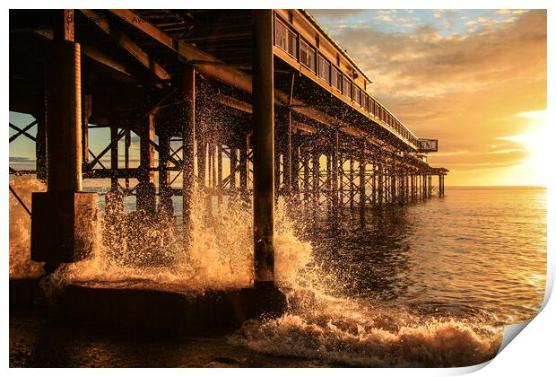 Teignmouth Pier at Sunrise Print by Dave Bell