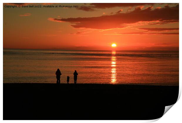 Sun rising over The English Channel watched by thr Print by Dave Bell