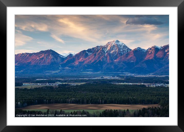 Storzic mountain at sunset Framed Mounted Print by Ian Middleton