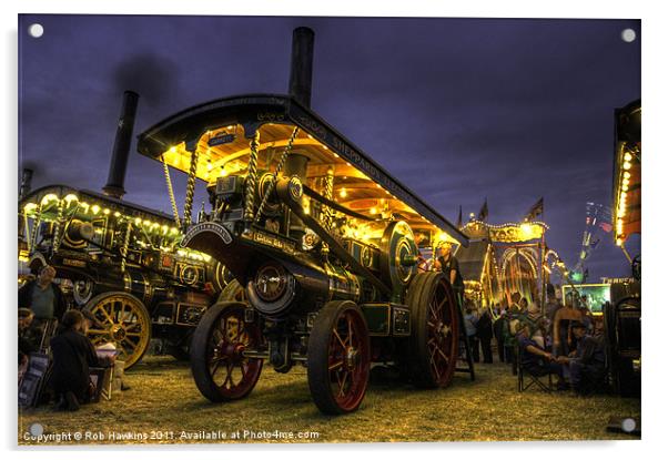 Showmans Engine by night Acrylic by Rob Hawkins