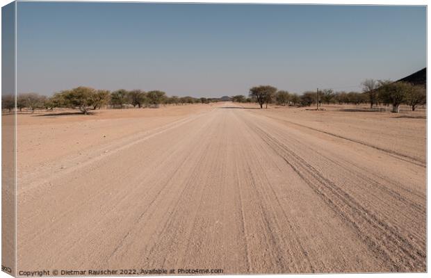 Gravel Track Highway in Namibia near Omatjette Canvas Print by Dietmar Rauscher