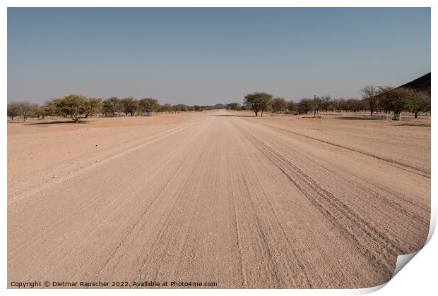 Gravel Track Highway in Namibia near Omatjette Print by Dietmar Rauscher