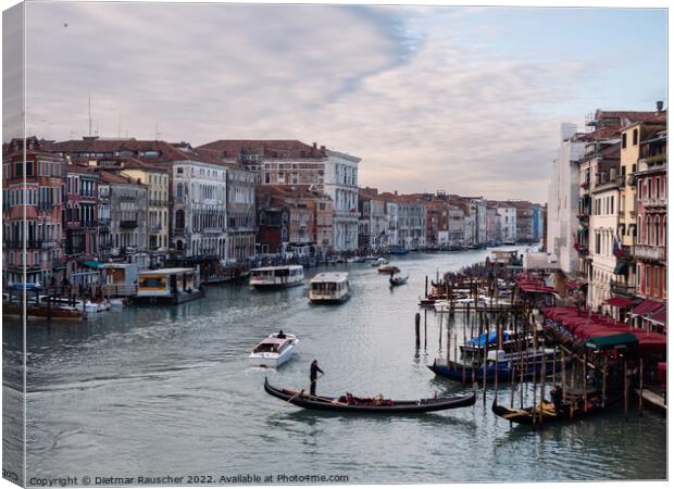 Grand Canal of Venice from Rialto Bridge in Winter Canvas Print by Dietmar Rauscher