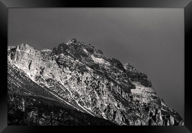 Punta Sorapiss Mountain Peak in Cortina d'Ampezzo, Italy Framed Print by Dietmar Rauscher