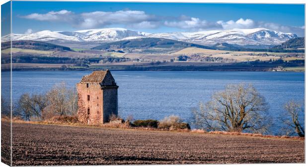Craig Castle on The Black Isle in The Scottish Hig Canvas Print by John Frid