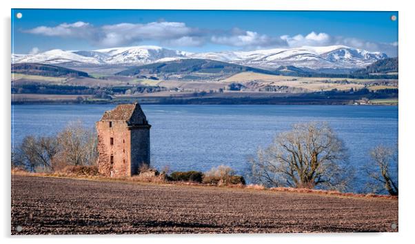 Craig Castle on The Black Isle in The Scottish Hig Acrylic by John Frid