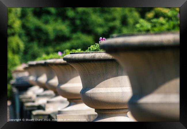 Trentham Gardens Stone Vases Framed Print by Travel and Pixels 