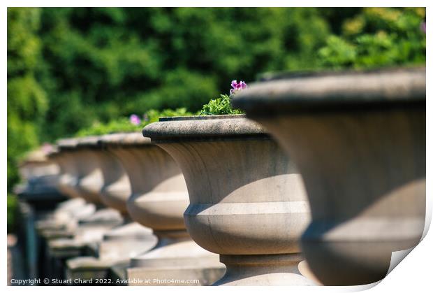 Trentham Gardens Stone Vases Print by Travel and Pixels 