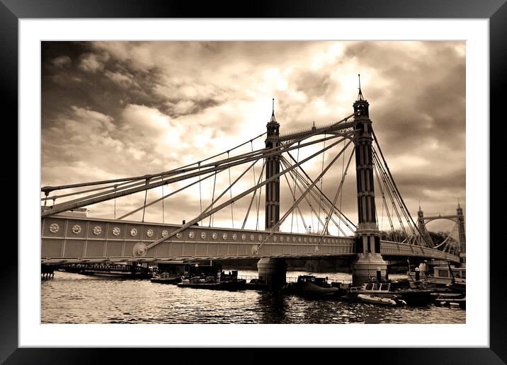 Albert Bridge Chelsea and Battersea London UK Framed Mounted Print by Andy Evans Photos