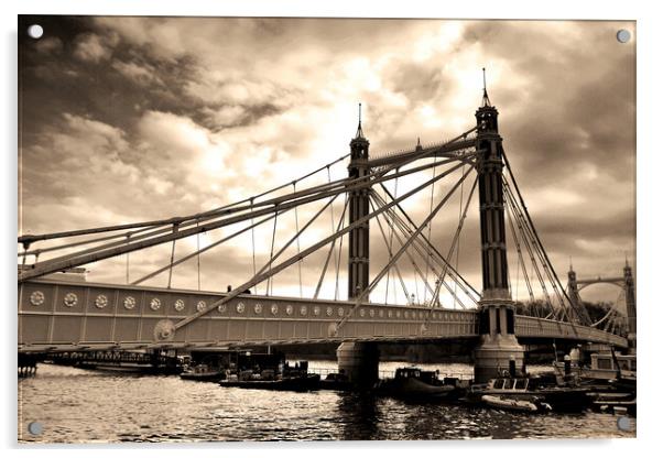 Albert Bridge Chelsea and Battersea London UK Acrylic by Andy Evans Photos