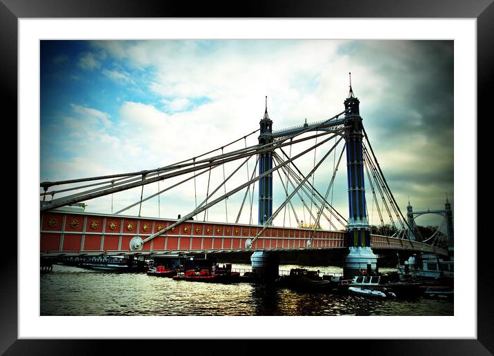 Albert Bridge Chelsea and Battersea London UK Framed Mounted Print by Andy Evans Photos