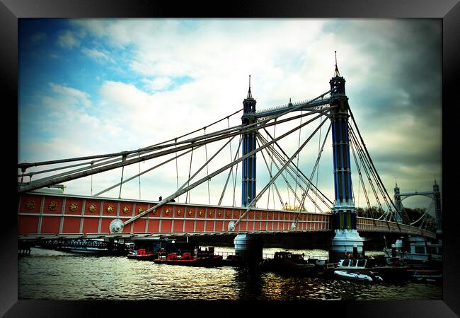 Albert Bridge Chelsea and Battersea London UK Framed Print by Andy Evans Photos