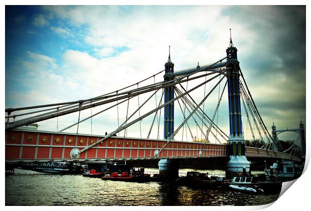 Albert Bridge Chelsea and Battersea London UK Print by Andy Evans Photos