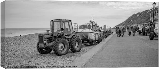 Black and white photo of Cromer Promenade, North Norfolk Coast Canvas Print by Chris Yaxley