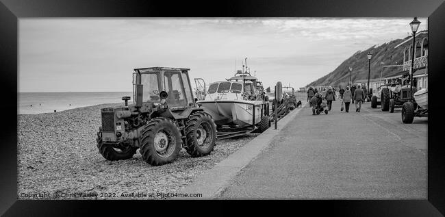 Black and white photo of Cromer Promenade, North Norfolk Coast Framed Print by Chris Yaxley