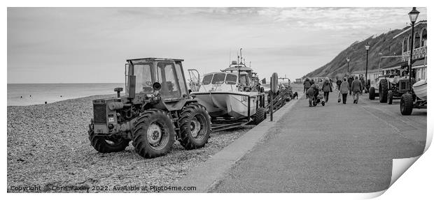 Black and white photo of Cromer Promenade, North Norfolk Coast Print by Chris Yaxley