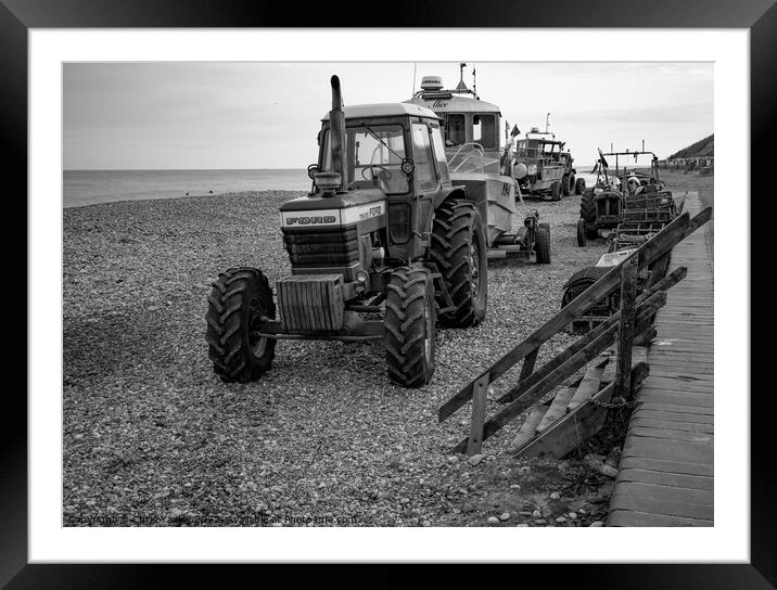 Crab fishing in Cromer in black and white Framed Mounted Print by Chris Yaxley
