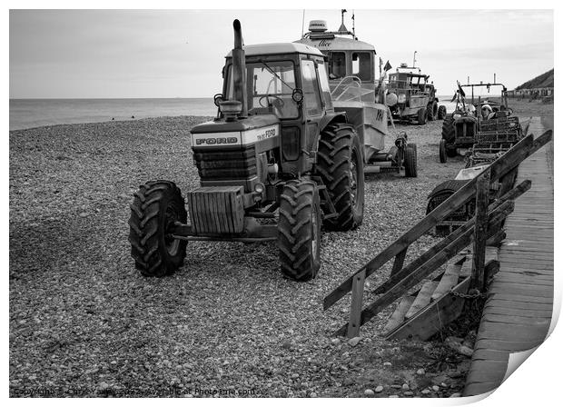 Crab fishing in Cromer in black and white Print by Chris Yaxley