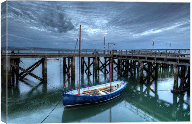 Aberdovey Jetty and Boat Canvas Print by Dave Urwin