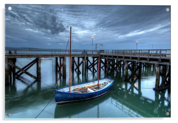 Aberdovey Jetty and Boat Acrylic by Dave Urwin