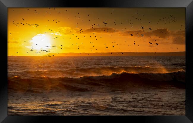 Sunset at Aberavon beach Framed Print by Leighton Collins