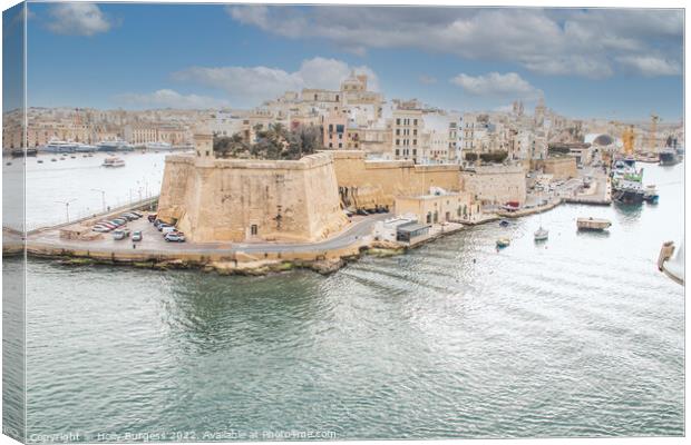 Malta's Historic Panoramic View Canvas Print by Holly Burgess