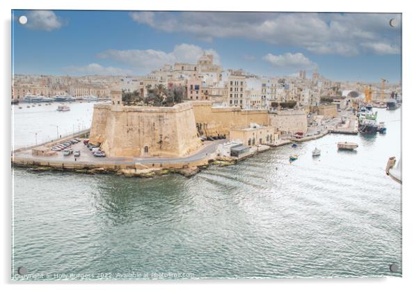 Malta's Historic Panoramic View Acrylic by Holly Burgess