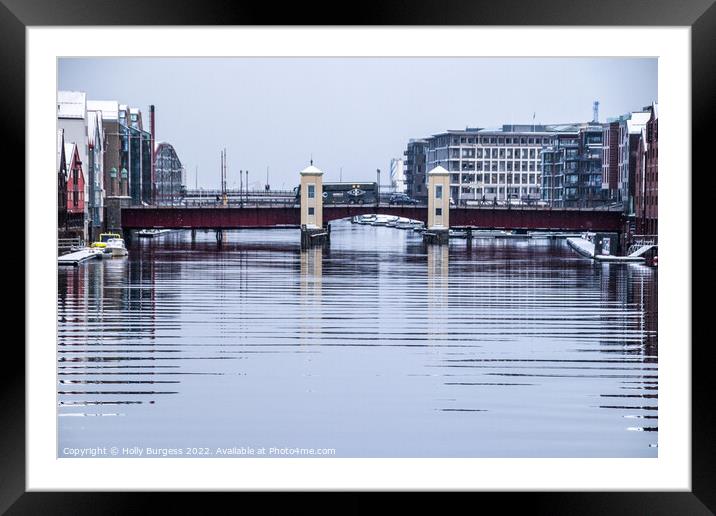 Tromdhiem's Iconic Two-Tower Bridge Framed Mounted Print by Holly Burgess