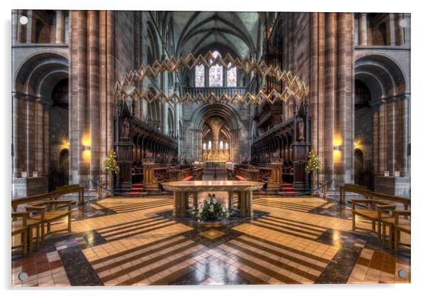Hereford Cathedral Acrylic by Dave Urwin
