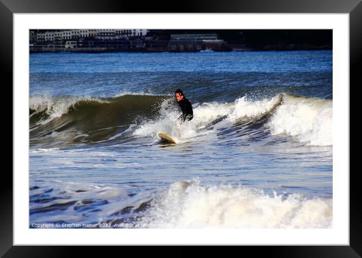 Sunlit Surfer Framed Mounted Print by Stephen Hamer