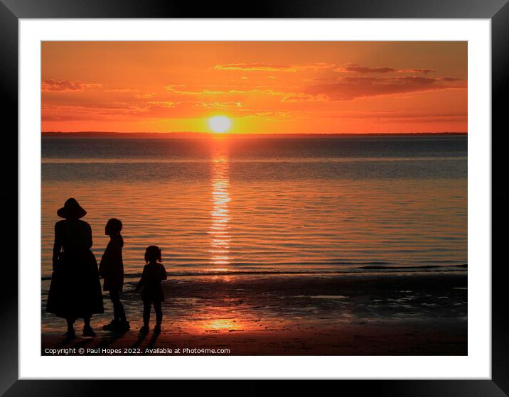 Sunset People Beach Framed Mounted Print by Paul Hopes