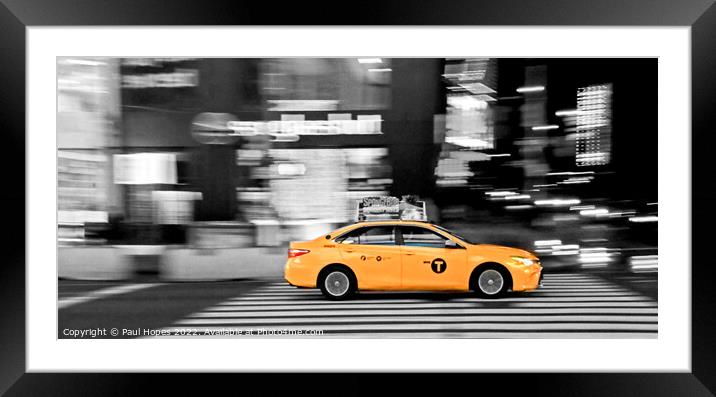 NYC Cab Colour popped Framed Mounted Print by Paul Hopes