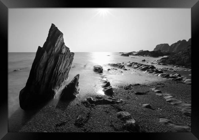 Ayrmer Cove Black and White Framed Print by David Neighbour