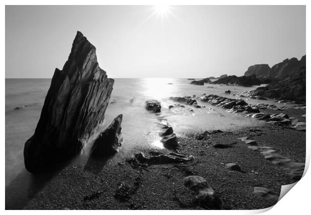 Ayrmer Cove Black and White Print by David Neighbour