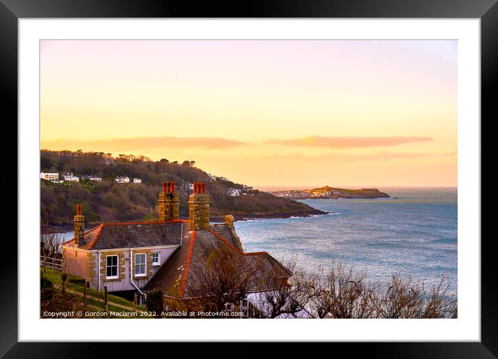 Sunrise over St. Ives, viewed from Carbis Bay, Cornwall Framed Mounted Print by Gordon Maclaren