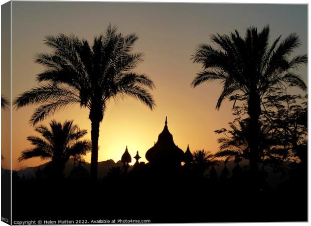 Palm Tree Egyptian Sunrise 2 Canvas Print by Helkoryo Photography