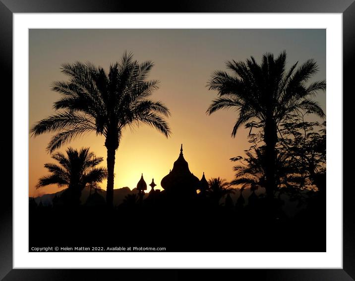 Palm Tree Egyptian Sunrise 2 Framed Mounted Print by Helkoryo Photography